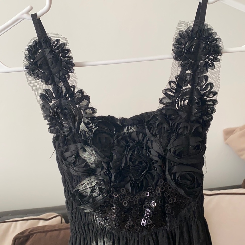 Black sequin flower dress